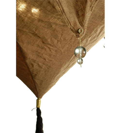 Meyda Lighting Strathallan Double Tree 32" 3-Light Sparkle Silver Inverted Pendant Light With Potting Slub Linen Fabric Shade