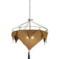 Meyda Lighting Strathallan Double Tree 32" 3-Light Sparkle Silver Inverted Pendant Light With Potting Slub Linen Fabric Shade