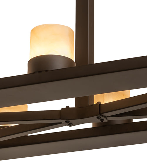 Meyda Lighting Stratum 54" 12-Light Oil Rubbed Bronze Island Chandelier With Sahara Taupe Idalight Shade Glass