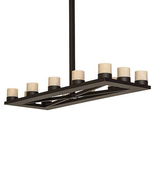 Meyda Lighting Stratum 54" 12-Light Oil Rubbed Bronze Island Chandelier With Sahara Taupe Idalight Shade Glass