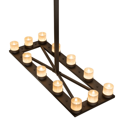 Meyda Lighting Stratum 54" 12-Light Oil Rubbed Bronze Island Chandelier With Sahara Taupe Idalight Shade Glass
