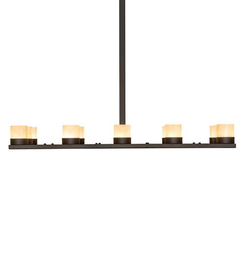 Meyda Lighting Stratum 54" 12-Light Oil Rubbed Bronze Island Chandelier With Sahara Taupe Idalight Shade Glass