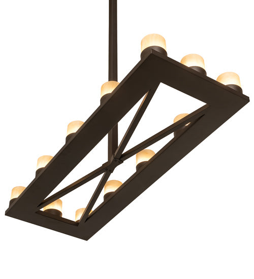 Meyda Lighting Stratum 54" 12-Light Oil Rubbed Bronze Island Chandelier With Sahara Taupe Idalight Shade Glass