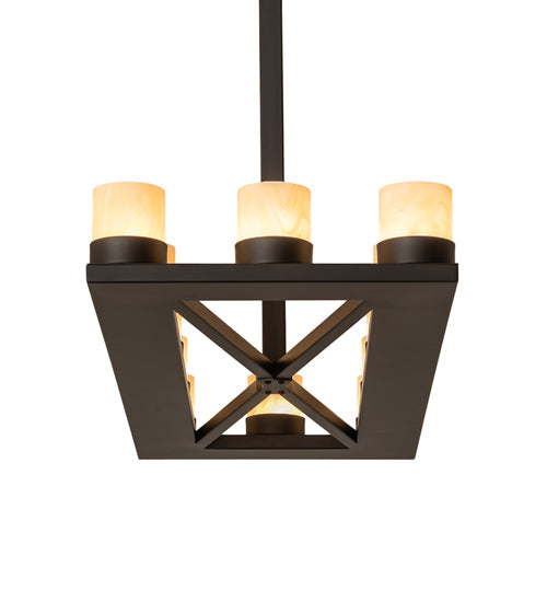 Meyda Lighting Stratum 54" 12-Light Oil Rubbed Bronze Island Chandelier With Sahara Taupe Idalight Shade Glass
