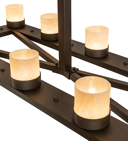 Meyda Lighting Stratum 54" 12-Light Oil Rubbed Bronze Island Chandelier With Sahara Taupe Idalight Shade Glass