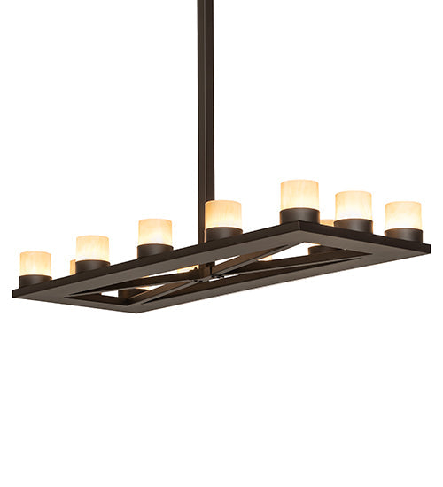 Meyda Lighting Stratum 54" 12-Light Oil Rubbed Bronze Island Chandelier With Sahara Taupe Idalight Shade Glass