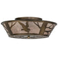 Meyda Lighting Strike Of The Eagle 22" Antique Copper Flushmount With Silver Mica Shade Glass