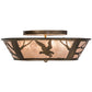 Meyda Lighting Strike Of The Eagle 22" Antique Copper Flushmount With Silver Mica Shade Glass