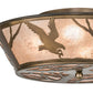 Meyda Lighting Strike Of The Eagle 22" Antique Copper Flushmount With Silver Mica Shade Glass