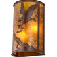 Meyda Lighting Strike of the Eagle 13" 2-Light Rust Wall Sconce With Amber Mica Shade Glass