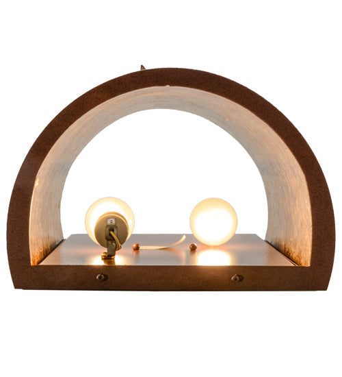 Meyda Lighting Strike of the Eagle 13" 2-Light Rust Wall Sconce With Amber Mica Shade Glass