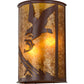 Meyda Lighting Strike of the Eagle 13" 2-Light Rust Wall Sconce With Amber Mica Shade Glass