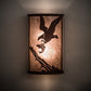Meyda Lighting Strike of the Eagle 13" 2-Light Rust Wall Sconce With Silver Mica Shade Glass