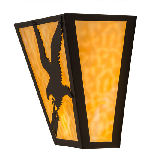 Meyda Lighting Strike of the Eagle 13" 2-Light Timeless Bronze Wall Sconce With Beige Art Shade Glass