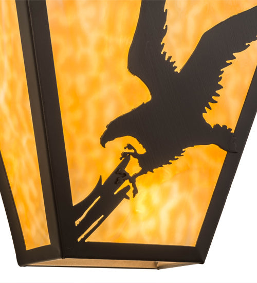 Meyda Lighting Strike of the Eagle 13" 2-Light Timeless Bronze Wall Sconce With Beige Art Shade Glass