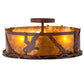 Meyda Lighting Strike of the Eagle 16" 3-Light Red Rust Flush Mount Light With Amber Mica Shade Glass