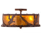 Meyda Lighting Strike of the Eagle 16" 3-Light Red Rust Flush Mount Light With Amber Mica Shade Glass
