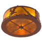 Meyda Lighting Strike of the Eagle 16" 3-Light Red Rust Flush Mount Light With Amber Mica Shade Glass