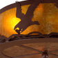 Meyda Lighting Strike of the Eagle 16" 3-Light Red Rust Flush Mount Light With Amber Mica Shade Glass