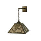 Meyda Lighting Strike of the Eagle 16" Antique Copper Hanging Wall Sconce With Silver Mica Shade Glass