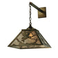 Meyda Lighting Strike of the Eagle 16" Antique Copper Hanging Wall Sconce With Silver Mica Shade Glass