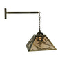 Meyda Lighting Strike of the Eagle 16" Antique Copper Hanging Wall Sconce With Silver Mica Shade Glass