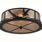 Meyda Lighting Strike of the Eagle 22" 4-Light Textured Black Flush Mount Light With Silver Mica Shade Glass