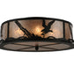 Meyda Lighting Strike of the Eagle 22" 4-Light Textured Black Flush Mount Light With Silver Mica Shade Glass