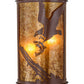 Meyda Lighting Strike of the Eagle 247275 13" 2-Light Rust Wall Sconce With Amber Mica Shade Glass