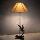 Meyda Lighting Strike of the Eagle 36" Antique Copper Table Lamp With Beige & Brown Faux Leather Shade