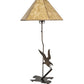 Meyda Lighting Strike of the Eagle 36" Antique Copper Table Lamp With Beige & Brown Faux Leather Shade