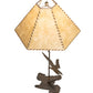 Meyda Lighting Strike of the Eagle 36" Antique Copper Table Lamp With Beige & Brown Faux Leather Shade