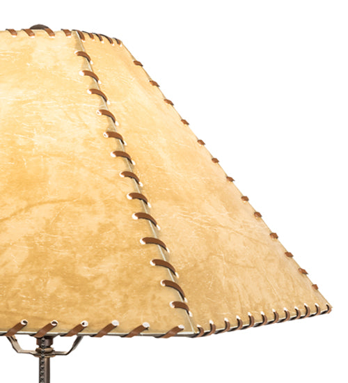 Meyda Lighting Strike of the Eagle 36" Antique Copper Table Lamp With Beige & Brown Faux Leather Shade