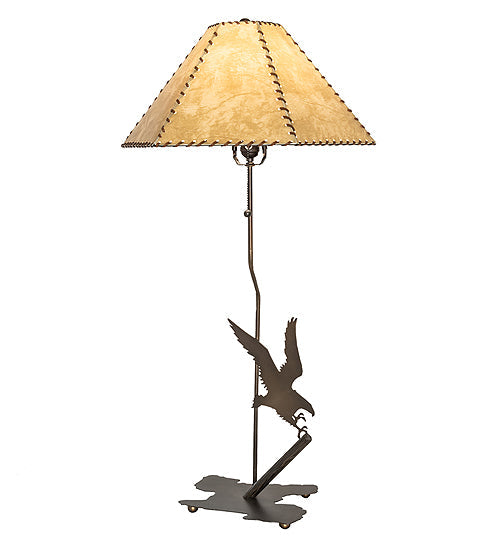 Meyda Lighting Strike of the Eagle 36" Antique Copper Table Lamp With Beige & Brown Faux Leather Shade