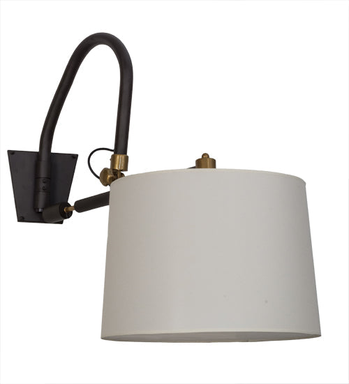 Meyda Lighting Stuyvesant 20" Oil Rubbed Bronze Swing Arm Wall Sconce With Eggshell Textrene Shade
