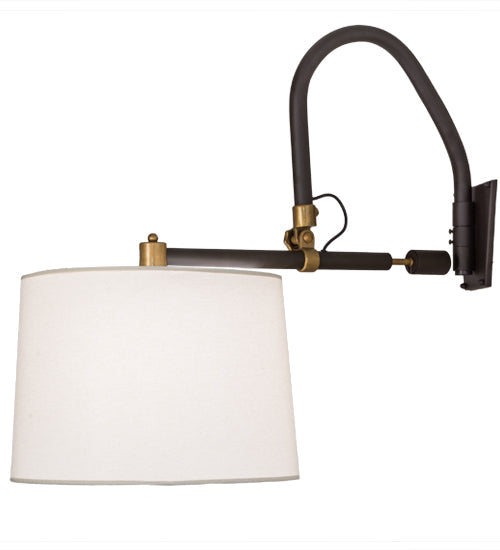 Meyda Lighting Stuyvesant 20" Oil Rubbed Bronze Swing Arm Wall Sconce With Eggshell Textrene Shade