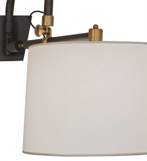 Meyda Lighting Stuyvesant 20" Oil Rubbed Bronze Swing Arm Wall Sconce With Eggshell Textrene Shade