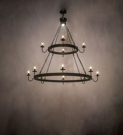 Meyda Lighting Suffolk 60" 13-Light 2-Tier Solar Black Chandelier