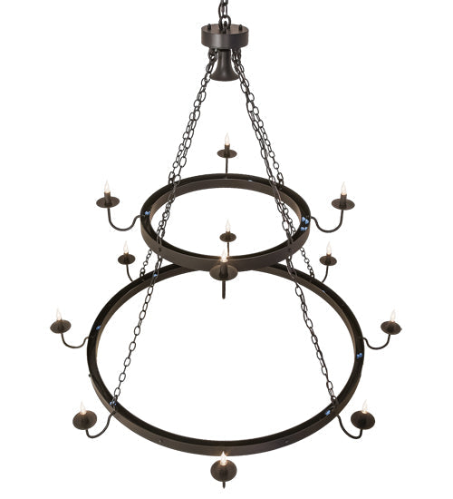 Meyda Lighting Suffolk 60" 13-Light 2-Tier Solar Black Chandelier