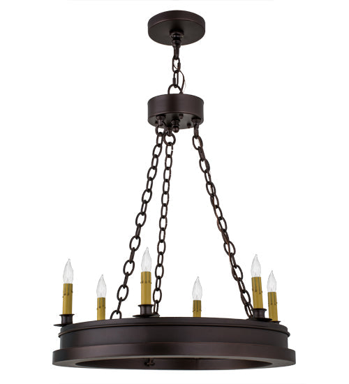 Meyda Lighting Sullivan Ranch 24" 6-Light Mahogany Bronze Chandelier With Ivory Faux Candlelight