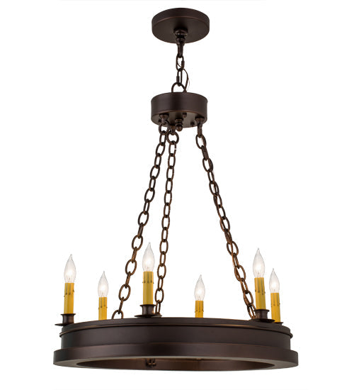 Meyda Lighting Sullivan Ranch 24" 6-Light Mahogany Bronze Chandelier With Ivory Faux Candlelight