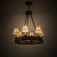 Meyda Lighting Sullivan Ranch 28" 6-Light Mahogany Bronze Chandelier With Tan Faux Leather Shade