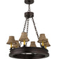 Meyda Lighting Sullivan Ranch 28" 6-Light Mahogany Bronze Chandelier With Tan Faux Leather Shade
