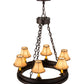 Meyda Lighting Sullivan Ranch 28" 6-Light Mahogany Bronze Chandelier With Tan Faux Leather Shade