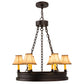 Meyda Lighting Sullivan Ranch 28" 6-Light Mahogany Bronze Chandelier With Tan Faux Leather Shade