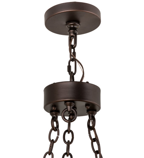 Meyda Lighting Sullivan Ranch 28" 6-Light Mahogany Bronze Chandelier With Tan Faux Leather Shade