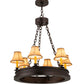 Meyda Lighting Sullivan Ranch 28" 6-Light Mahogany Bronze Chandelier With Tan Faux Leather Shade