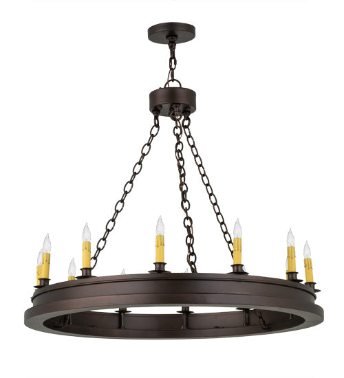 Meyda Lighting Sullivan Ranch 36" 12-Light Mahogany Bronze Chandelier With Ivory Faux Candlelight