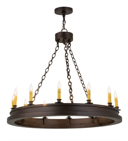 Meyda Lighting Sullivan Ranch 36" 12-Light Mahogany Bronze Chandelier With Ivory Faux Candlelight