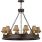 Meyda Lighting Sullivan Ranch 39" 12-Light Mahogany Bronze Chandelier With Tan Faux Rawhide Leather Shade